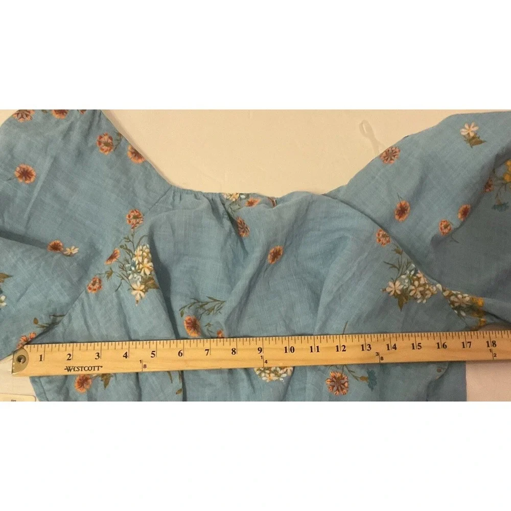 NWT ANA Bethany Peasant Blouse Crop Top Floral Print ElasT Puff Sleeve Sz 0X NEW - Picture 5 of 8